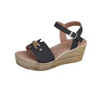 Genérico Sandalias Mujer Verano Cuña Plataforma Zapatos Sandalias de Verano para Mujer con Una Sola Hebilla Y Punta Abierta,Gruesa Y Tacón Bajo Sandalia Plana (Black,40)