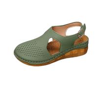 Genérico sandalias mujer verano,cuñas mujer blancas,Women's Sandals With Closed Toe And Buckle Closure For Beach Casual Wear In Plus Sizes Sandalia De Cuña De (Green, 41)