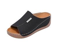 Genérico Sandalias Mujer Verano Estilo Sobrio Sin Tiras Cuña, Sandalias Plataforma Ortopédicas Cómodas discretas y elegantes, perfectas para gustos que prefieren diseños sin excesos03