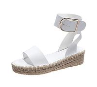 Genérico Sandalias Mujer Verano Plataforma Comodas Negras Sandalias de Zapatos de Ocio Casual Breathable Mujeres Gruesas Cuñas Soltadas Mujeres Doradas Vestir Mujer (White,39)
