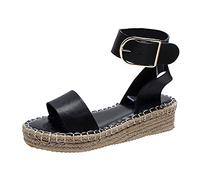 Genérico Sandalias Mujer Verano Plataforma Comodas Negras Sandalias de Zapatos de Ocio Casual Breathable Mujeres Gruesas Cuñas Soltadas Mujeres Doradas Vestir Mujer (Black,40)