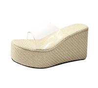 Genérico Sandalias Mujer Verano Plataforma Cómodas Zapatos Sandalias de Playa Transparentes de Tacón Para Mujer,Nuevas Gruesa con Detalle Palabra,Para Comodas (Bg2,39)