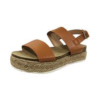 Genérico Sandalias Mujer Verano Plataforma Sandalias Negras Fashion Femeninas de Mujer Rope Roman Platform Fashion de Pala Planas (Brown,40)
