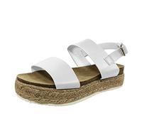 Genérico Sandalias Mujer Verano Plataforma Sandalias Negras Fashion Femeninas de Mujer Rope Roman Platform Fashion de Pala Planas (White,38)