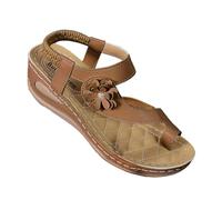 Genérico sandalias mujer verano,sandalias cuña mujer,Women's Round Head Thick Bottom Hollow Out Wear Clip Toe Thick Bottom Slope Heel Slippers Calcetines Piscina (Brown, 40)