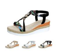 Genérico Sandalias Mujer Verano Sandalias Mujer Cuña,Zapatos de Vestir Casual Casa Verano Cuña Cómodos Retro Wedge Zapatos de Playa Zapatillas Ideales para Primavera-Verano (Black-g, 40)