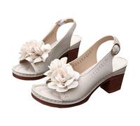 Genérico Sandalias Mujer Verano Tacon Anchas Zapatos Verano Sandalias Informales con Hebilla de Cinturón Hueca Lateral Y Plana para Mujer,de Sandalia Plana (Beige,37)