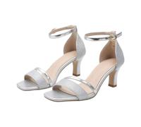 Genérico Sandalias Mujer Verano Tacones Elegantes Para Mujeres, Diseño Ligero Y Versátil, Ideales Para Planes De Ocio En Fin De Semana（Plata，41）