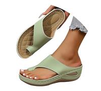 Genérico sandalias mujer verano,zapatillas verano mujer,Women's Round Head Thick Bottom Hollow Out Wear Clip Toe Thick Bottom Slope Heel Slippers Zapatillas Pelo (Green, 38)