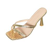 Genérico Sandalias Mujer Zapatos De Tacón Para Mujeres, Estilo Clásico Y Fresco, Siguen Siendo Válidos Temporada Tras Temporada（Oro，41）
