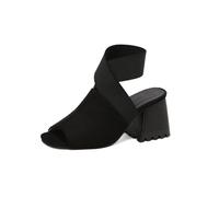 Genérico Sandalias Mule De Tacón Grueso para Mujer | Sandalias De Verano Peep Toe Con Estampado De Serpiente, Sandalias Casuales Con Correa EláStica En El Tobillo