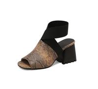 Genérico Sandalias Mule De Tacón Grueso para Mujer | Sandalias De Verano Peep Toe Con Estampado De Serpiente, Sandalias Casuales Con Correa EláStica En El Tobillo