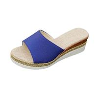 Genérico Sandalias Negras con Plataforma Cuñas Mujer Verano Sandalias de Verano con Cuña Y Tacón Medio,de Talla Grande Y Gruesa,Para Playa,Pez Una Palabra Deporte Mujer (Blue,40)