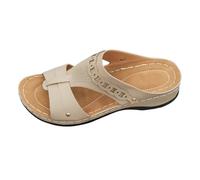 Genérico Sandalias Negras Pies Anchos Zapatos Verano Mujer Sandalias de Mujer Informales Y Elegantes con Tacón,Puntera Abierta,Cómodas Y Gruesas,Ideales para La Playa. Caminar (Khaki,36)