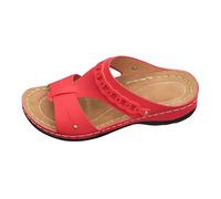 Genérico Sandalias Negras Pies Anchos Zapatos Verano Mujer Sandalias de Mujer Informales Y Elegantes con Tacón,Puntera Abierta,Cómodas Y Gruesas,Ideales para La Playa. Caminar (Red,39)