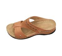 Genérico Sandalias Negras Pies Anchos Zapatos Verano Mujer Sandalias de Mujer Informales Y Elegantes con Tacón,Puntera Abierta,Cómodas Y Gruesas,Ideales para La Playa. Caminar (Brown,41)