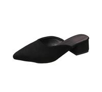 Genérico Sandalias Negras Tacon Sandalias Mujer Blancas de con Punta Puntiaguda Y Tacón Grueso Tipo Mules En Forma de V para Mujer Cuña Verano Chanclas Playa (Black,37)