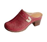 Genérico Sandalias Negras Tacon Sandalias Mujer Blancas de Tacón para Mujer,Zapatillas,Zapatos Tipo Mule con Punta Bao Y Tacón Grueso para Sandalia Ortopedica (Red,43)