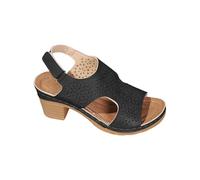 Genérico Sandalias Negras Tacon Sandalias Mujer Comodas Informales con Hueca Y Talón Abierto para Mujer,de Verano Confort Talla 43 (Black,38)