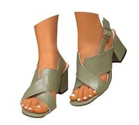 Genérico Sandalias Negras Tacon Sandalias Negras Anchas de Tacón Grueso para Mujer - de Verano Con Tira En El Tobillo Y Puntera Abierta En Color,Sandalia Cerrada (Green,41)