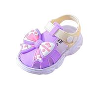 Genérico Sandalias Niña Antideslizantes Planas Zapatos Niña Con Lazo Casual Suaves Sandalias Verano Confort Zapatos Playa Deportivas Piscina Sandalia （Purple, 20 Infant