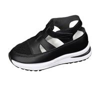 Generico Sandalias ortopédicas de mujer de planta ancha, sandalias casuales transpirables con punta cerrada, planta ancha, cómodas, elegantes de , suela caminata, moda suave para uso diario, Negro