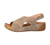 Genérico Sandalias Ortopedicas Mujer Verano Comodas Plataformasandalias Cuña Deportivas Senderismo CamperAntideslizantes de Playa Zapatillas con Punta Abierta Transpirables (#-F-Khaki, 42)