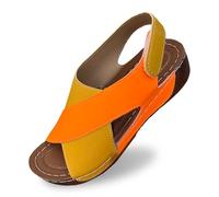 Genérico Sandalias Ortopedicas Mujer Verano Comodas Plataformasandalias Cuña Deportivas Senderismo CamperAntideslizantes de Playa Zapatillas con Punta Abierta Transpirables (Yellow, 38)