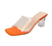 Genérico Sandalias para Mujer De Tacón Grueso con Cabeza Cuadrada PVC Transparente A La Zapatos Playa Comodos Verano Ortopedicos Cuñas Cuña Zapato Ortopedico Plataforma Ortopédicas Zapatillas