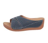 Genérico Sandalias Para Mujer Moda Casual Casuales De Verano Con Tacón Y Cuña Hueca Zapato Ortopedico Cuñas Negras Ortopedicas Zapatos Ortopedicos Planos Plataforma Playa Sandalia Zapatillas Azul 40