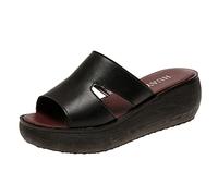 Genérico Sandalias Para Mujer Moda Casual Damas Cuñas Tacón De Pez Zapatos Playa Informales Pies Delicados Cuña Verano Plataforma Zapato Zapatillas Casa Con Chanclas Esparto Comodas Negras