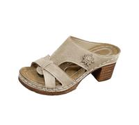 Genérico Sandalias para Mujer Moda Casual De 2026 Cómodas Sin Cordones con Tacón Grueso Y Punta Abierta Cuadrado Zapatos Vestir Cuña Verano Plataforma Comodos Piel Senderismo Sandalia Comoda Beige 36