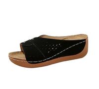 Genérico Sandalias Para Mujer Moda Casual De Con Tacón Cuña Y Decoración Verano Playa Ortopedicas Esparto Plataforma Zapato Ortopedico Zapatos Chanclas Ortopédicas Zapatillas Casa Ortopedicos Negro