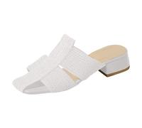 Genérico Sandalias para Mujer Moda Casual Hollow Middle Heel Slippers Female 2026 Outside Wear Thick Temperament A Footstool Lazy De Cuña Zapatos Dorados con Plataforma Verano Antideslizantes Blanco