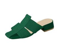 Genérico Sandalias para Mujer Moda Casual Hollow Middle Heel Slippers Female 2026 Outside Wear Thick Temperament A Footstool Lazy Zapatos Ortopedicos Playa Cuña Negra Verano Comodas con Verde 38