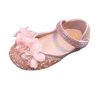 Genérico Sandalias para niñas con decoración floral tacón bajo versátil y cómodo nuevo patrón moderno zapatos princesa con gancho (Red, 36 Big Kids)