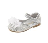 Genérico Sandalias para niñas con decoración floral tacón bajo versátil y cómodo nuevo patrón moderno zapatos princesa con gancho (Silver, 36 Big Kids)