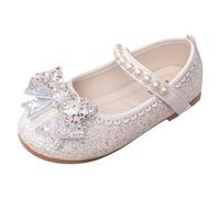 Genérico Sandalias para niñas con elegante decoración de nuevo diseño versátil y plana cómodos zapatos con cierre de gancho para uso diario (White, 34 Little Child)