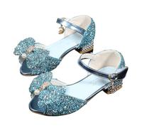 Genérico Sandalias para niñas uso diario tacón bajo edad 3-15 años escuela diseño cómodo elegante verano fáciles limpiar (Blue, 31)