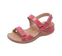 Genérico Sandalias para Playa Mujer Ortopedicas Cómodas Zapatos de Mujer Calcetines Largos para Adulta Calcetines Verano Color Sólido Resbalón Sandalias Cerradas Por Delante (Red,39)