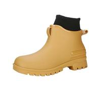 Genérico Sandalias planas con soporte para arco corto de lluvia botas para mujer Ankle Rainboot Garden Boot Ladies Rubber Outside Work with Comfort and Zuecos Flexible Cuero, caqui, 41 EU