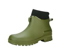 Genérico Sandalias planas con soporte para arco corto de lluvia botas para mujer Ankle Rainboot Garden Boot Ladies Rubber Outside Work with Comfort and Zuecos Flexible Cuero, verde, 36 EU