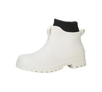 Genérico Sandalias planas con soporte para arco corto de lluvia botas para mujer Ankle Rainboot Garden Boot Ladies Rubber Outside Work with Comfort and Zuecos Flexible Cuero, blanco, 36 EU