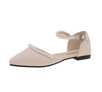 Genérico Sandalias Planas Mujer Cómodas Sandalias Blancas Baotou Para Mujer,Estilo Veraniego 2026 Estilo Francés Con,Plana Y Falda,Zapatos Con Cuña Zapatos (Beige,39)