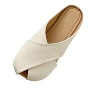 Genérico Sandalias Planas Mujer Comodas Sandalias Comodas Pantuflas de Verano para Mujer con Puntera Envuelta,Plana,Versátiles,con de Pez,Modernas Y Perezosas. Sandalia Cerrada Sandalia (Beige,40)