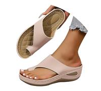 Genérico Sandalias Planas Mujer Cómodas Sandalias Doradas Women's Round Head Thick Bottom Hollow out Wear Clip Toe Thick Bottom Slope Heel Slippers Sandalia Cuero Mujer Zapatos de (Rose Gold,43)