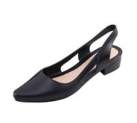 Genérico Sandalias Planas Mujer Pies Anchos Sandalias dedo Mujeres Jelly Mujeres Close Toe Pure Color Hollow Out Pumps Y Zapatos Casuales para Sandalia Cuero Mujer (Black,39)