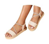 Genérico Sandalias Planas Mujer Pies Anchos Verano Vestir Women's Round Head Thick Bottom Hollow out Wear Clip Toe Thick Bottom Slope Heel Slippers Sandalia Negra Zapatos de Verano Mujer (Khaki,38)
