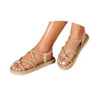 Genérico Sandalias Planas Mujer Pies Anchos Verano Vestir Women's Round Head Thick Bottom Hollow out Wear Clip Toe Thick Bottom Slope Heel Slippers Sandalia Negra Zapatos de Verano Mujer (Beige,38)
