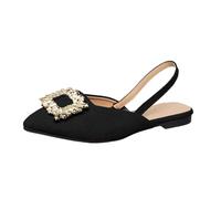Genérico Sandalias Planas Mujer Sandalias Comodas Mujer Baotou Planas Elásticas Para,Informales,Cómodas Y A La,de Verano,con Punta Puntiaguda Y Cómodas Sandalia (Black,35)